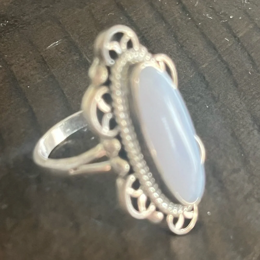 Southwest Sterling silver & blue lace agate ring- size 7 - Picture 3 of 12